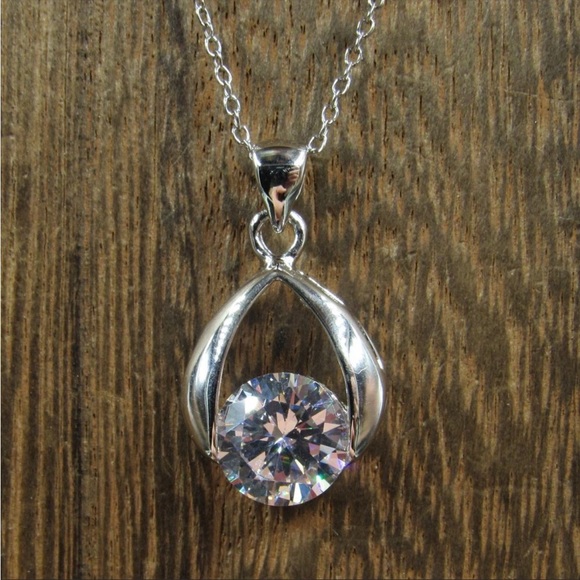 Jewelry - 16” Sterling Silver Round Cubic Zirconia Necklace